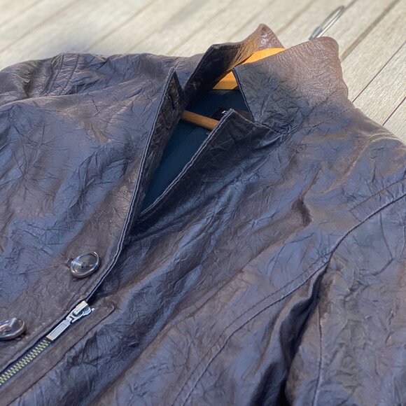 Danier Brown Distressed Leather Jacket | Size Small - Picture 12 of 16